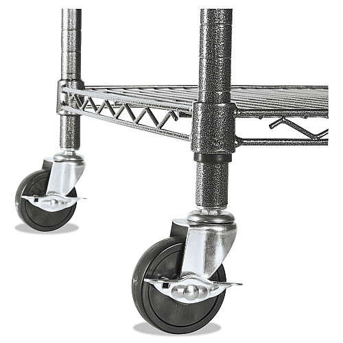 Alera NSF Certified 4-Shelf Wire Shelving Kit with Casters, 48w x 18d x 72h, Black Anthracite (ALESW604818BA)