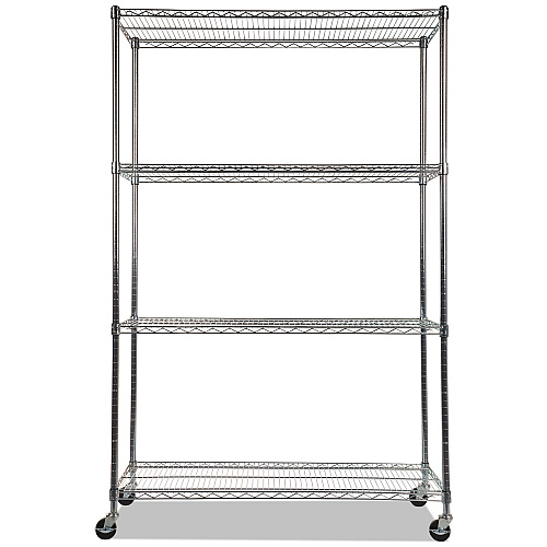 Alera NSF Certified 4-Shelf Wire Shelving Kit with Casters, 48w x 18d x 72h, Silver (ALESW604818SR)