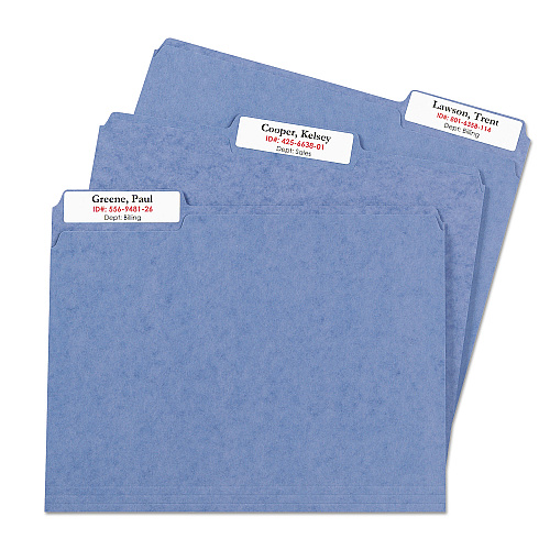 Avery Extra-Large TrueBlock File Folder Labels with Sure Feed Technology, 0.94 x 3.44, White, 18/Sheet, 25 Sheets/Pack (5027)