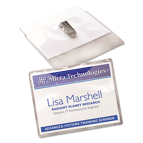 Avery Clip-Style Badge Holder with Laser/Inkjet Insert, Top Load, 3.5 x 2.25, White, 100/Box (74461)