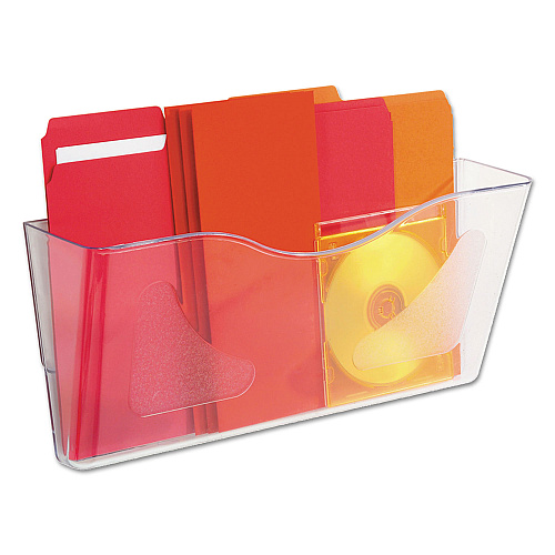 Deflecto Euro-Style DocuPocket Landscape Wall File, Larger Files/Tabloid Size, 15" x 4" x 6.63", Clear (63101)