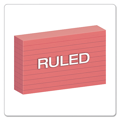 Oxford Ruled Index Cards, 3 x 5, Cherry, 100/Pack (7321CHE)
