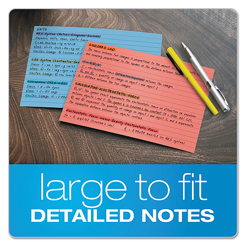 Oxford Ruled Index Cards, 5 x 8, Blue/Violet/Canary/Green/Cherry, 100/Pack (35810)