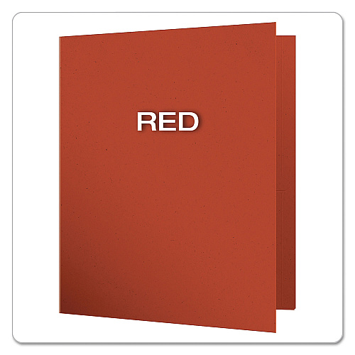 Earthwise by Oxford 100% Recycled Paper Twin-Pocket Portfolio, 100-Sheet Capacity, 11 x 8.5, Red, 25/Box (78511)