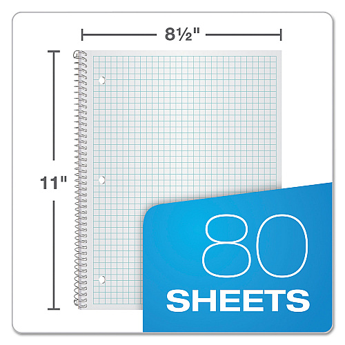 Earthwise by Oxford Recycled Single Subject Notebook, Quadrille Rule (4 sq/in), Randomly Assorted Cover, (80) 11 x 8.5 Sheets (25451)