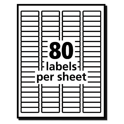 Avery White Address Labels w/ Sure Feed Technology for Laser Printers, Laser Printers, 0.5 x 1.75, White, 80/Sheet, 250 Sheets/Box (5967)