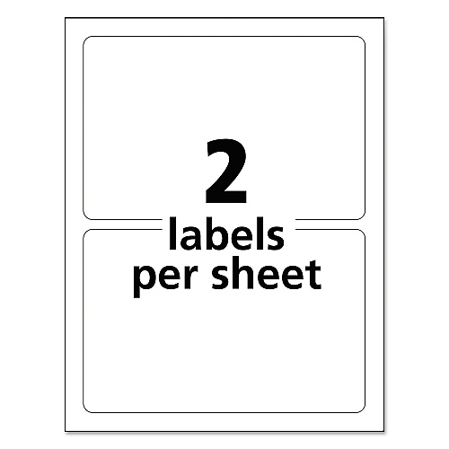 Avery Durable Permanent ID Labels with TrueBlock Technology, Laser Printers, 5 x 8.13, White, 2/Sheet, 50 Sheets/Pack (6579)