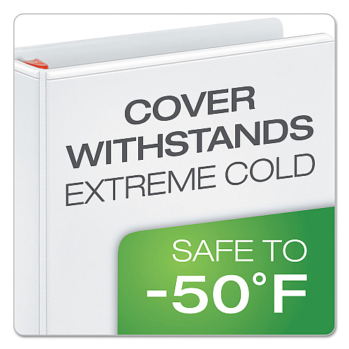 Cardinal XtraLife ClearVue Non-Stick Locking Slant-D Ring Binder, 3 Rings, 1.5" Capacity, 11 x 8.5, White (26310)