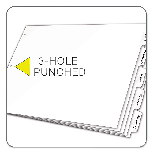 Cardinal Write 'n Erase Tabloid Index Dividers, 8-Tab, 11 x 17, White, 1 Set (84271)