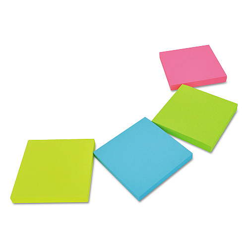 Universal Self-Stick Note Pads, 3" x 3", Assorted Neon Colors, 100 Sheets/Pad, 12 Pads/Pack (UNV35612)