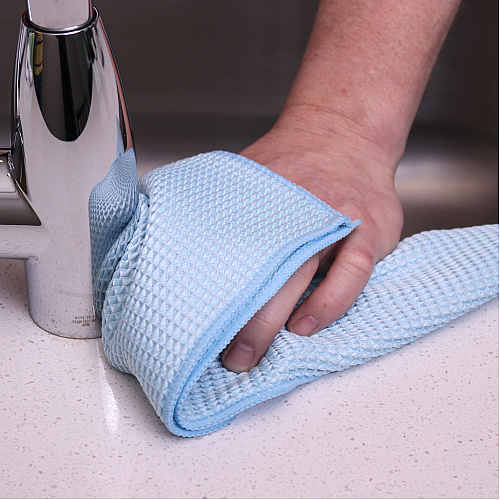 Microfiber Cloths Waffle 335 Gsm Blue 16x16 15 Dz/cs, Pack Of 12 (MFCWA3351616BL)