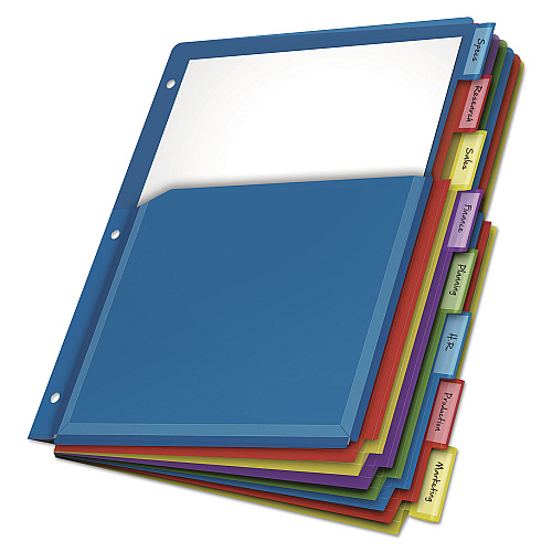Cardinal Expanding Pocket Index Dividers, 8-Tab, 11 x 8.5, Assorted, 1 Set (84013)