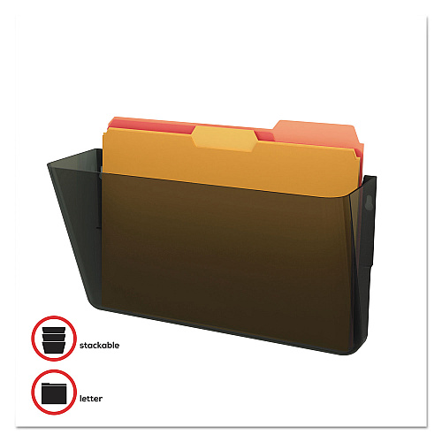 Deflecto DocuPocket Stackable Wall Pocket, Letter Size, 13" x 4", Smoke (73202)