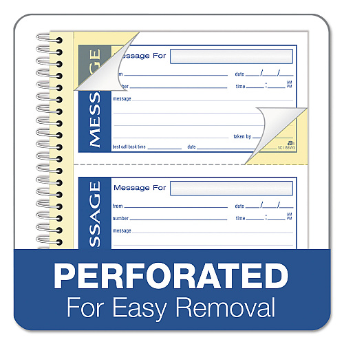 Adams Write 'n Stick Phone Message Book, Two-Part Carbonless, 4.75 x 2.75, 4 Forms/Sheet, 200 Forms Total (SC1153WS)