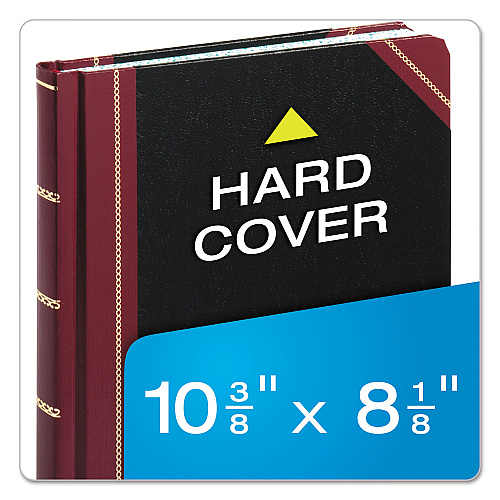 Boorum & Pease Extra-Durable Bound Book, Single-Page Record-Rule Format, Black/Maroon/Gold Cover, 10.13 x 7.78 Sheets, 300 Sheets/Book (21300R)