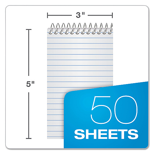 Ampad Memo Pads, Narrow Rule, Randomly Assorted Cover Colors, 50 White 3 x 5 Sheets (25093)