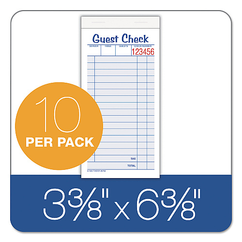 Adams Guest Check Pad, Two-Part Carbonless, 6.38 x 3.38, 50 Forms Total (10450SW)