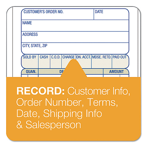 Adams 2-Part Sales Book, 12 Lines, Two-Part Carbon, 3.38 x 6.69, 50 Forms Total (DC3705)