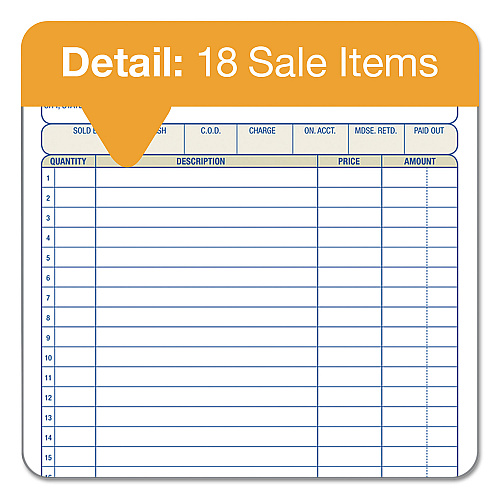 Adams 2-Part Sales Book, 18 Lines, Two-Part Carbon, 7.94 x 5.56, 50 Forms Total (DC5805)