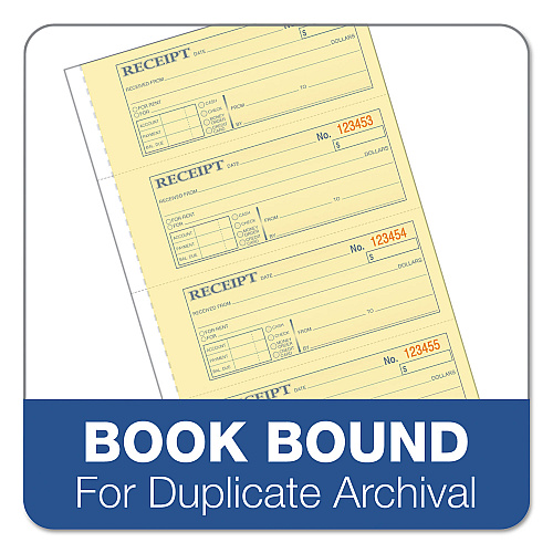Adams Receipt Book, Three-Part Carbonless, 7.19 x 2.75, 4 Forms/Sheet, 100 Forms Total (TC1182)