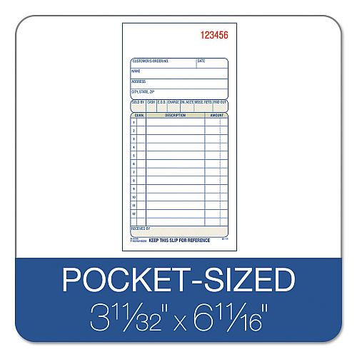 Adams 3-Part Sales Book, Three-Part Carbonless, 3.25 x 7.13, 50 Forms Total (TC3705)