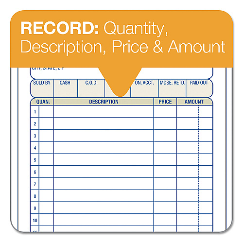 Adams 3-Part Sales Book, Three-Part Carbonless, 3.25 x 7.13, 50 Forms Total (TC3705)