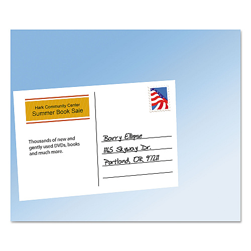 Avery Printable Postcards, Laser, 80 lb, 4 x 6, Uncoated White, 100 Cards, 2/Cards/Sheet, 50 Sheets/Box (5389)