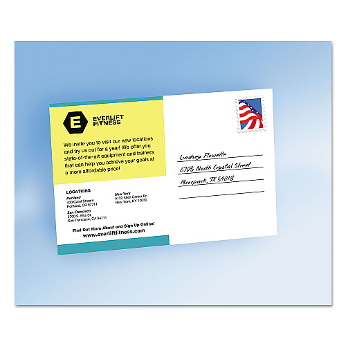 Avery Printable Postcards, Inkjet, 85 lb, 4 x 6, Matte White, 100 Cards, 2 Cards/Sheet, 50 Sheets/Box (8386)