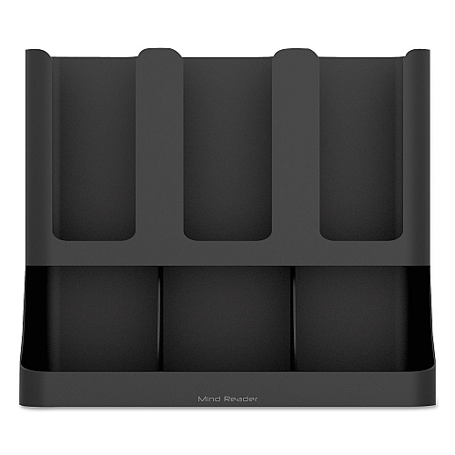 Mind Reader Flume Six-Section Upright Coffee Condiment/Cup Organizer, 11.5 x 6.5 x 15, Black (UPRIGHT6BLK)