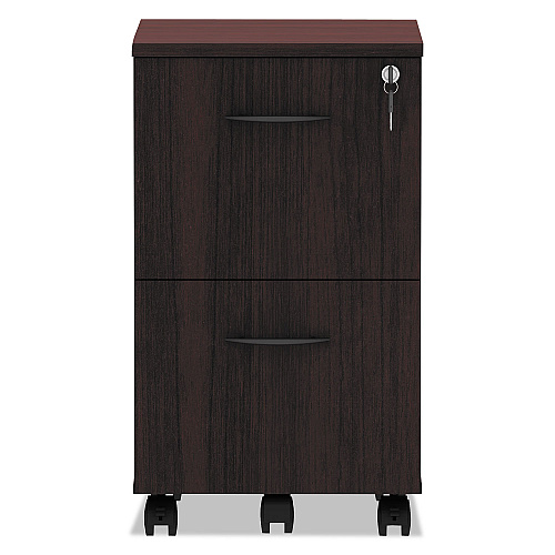 Alera Valencia Series Mobile Pedestal, Left or Right, 2 Legal/Letter-Size File Drawers, Mahogany, 15.38" x 20" x 26.63" (ALEVA582816MY)