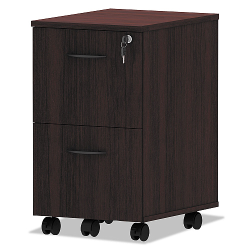 Alera Valencia Series Mobile Pedestal, Left or Right, 2 Legal/Letter-Size File Drawers, Mahogany, 15.38" x 20" x 26.63" (ALEVA582816MY)