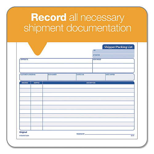 TOPS Triplicate Snap-Off Shipper/Packing List, Three-Part Carbonless, 8.5 x 7, 50 Forms Total (3834)