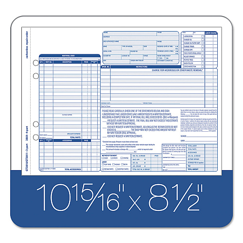 TOPS Auto Repair Four-Part Order Form, Four-Part Carbonless, 11 x 8.5, 50 Forms Total (3869)