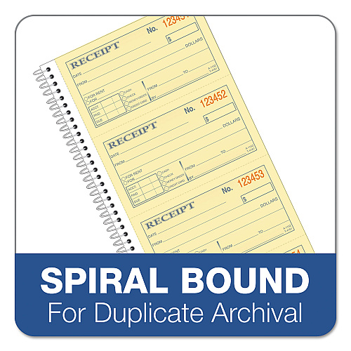 TOPS Spiralbound Money and Rent Receipt Book, Two-Part Carbonless, 4.75 x 2.75, 4 Forms/Sheet, 200 Forms Total (4161)