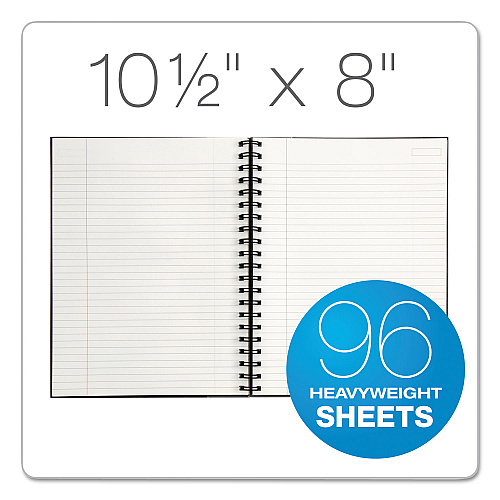 TOPS Royale Wirebound Business Notebooks, 1-Subject, Medium/College Rule, Black/Gray Cover, (96) 10.5 x 8 Sheets (25331)