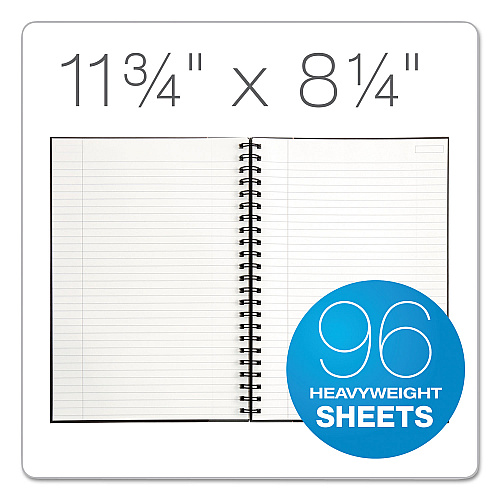 TOPS Royale Wirebound Business Notebooks, 1-Subject, Medium/College Rule, Black/Gray Cover, (96) 11.75 x 8.25 Sheets (25332)