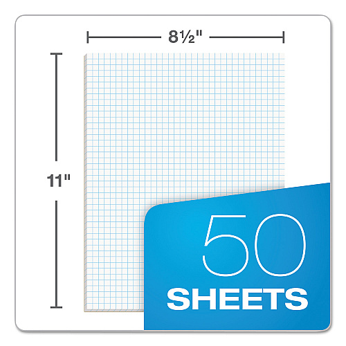 TOPS Quadrille Pads, Quadrille Rule (4 sq/in), 50 White 8.5 x 11 Sheets (33041)