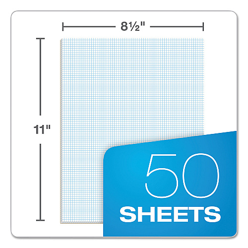 TOPS Quadrille Pads, Quadrille Rule (8 sq/in), 50 White 8.5 x 11 Sheets (33081)