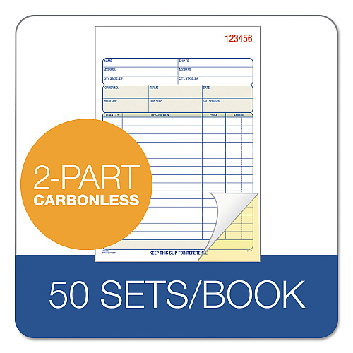 TOPS Sales Order Book, Two-Part Carbonless, 7.94 x 5.56, 50 Forms Total (46500)