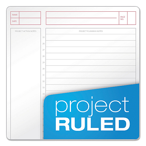 TOPS JEN Action Planner, 1-Subject, Narrow Rule, Black Cover, (100) 8.5 x 6.75 Sheets (63828)