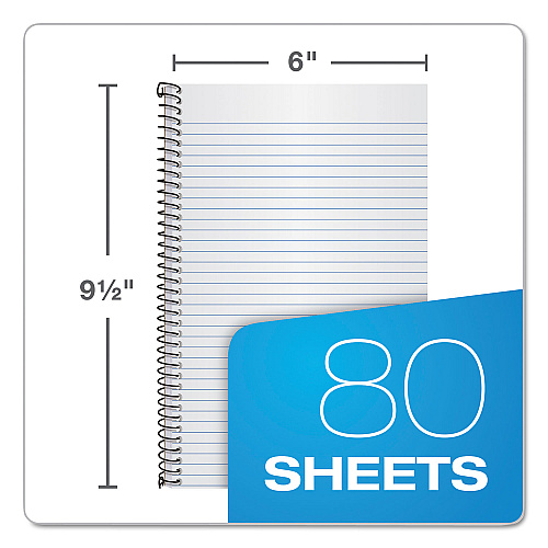 TOPS Second Nature Single Subject Wirebound Notebooks, Medium/College Rule, Light Blue Cover, (80) 9.5 x 6 Sheets (74109)
