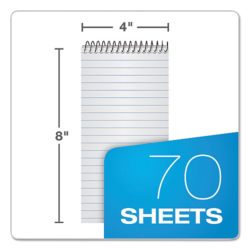 TOPS Second Nature Recycled Notepads, Gregg Rule, Randomly Assorted Cover Colors, 70 White 4 x 8 Sheets (74130)