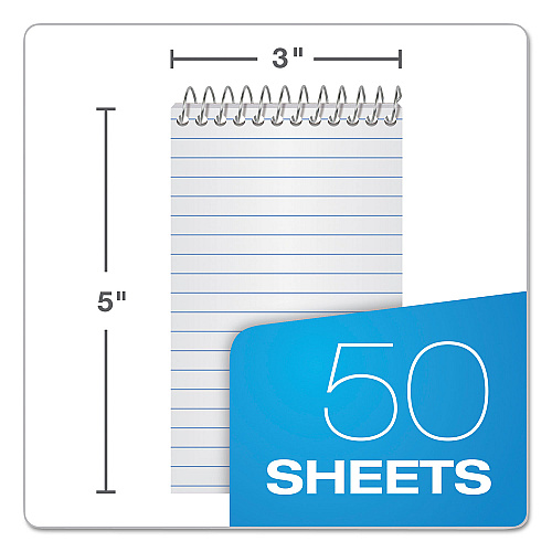 TOPS Second Nature Wirebound Notepads, Narrow Rule, Randomly Assorted Cover Colors, 50 White 3 x 5 Sheets (74135)