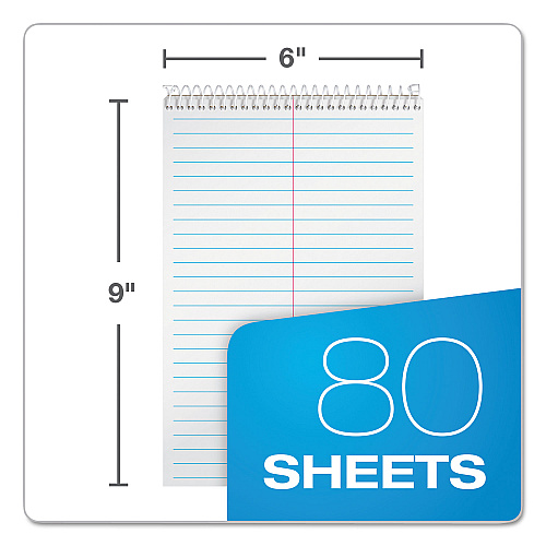 TOPS Steno Pad, Gregg Rule, Assorted Cover Colors, 80 White 6 x 9 Sheets, 4/Pack (80220)