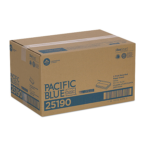Pacific Blue&trade; Basic C-Fold Paper Towels, 1-Ply, White, 2400 Towels (25190)