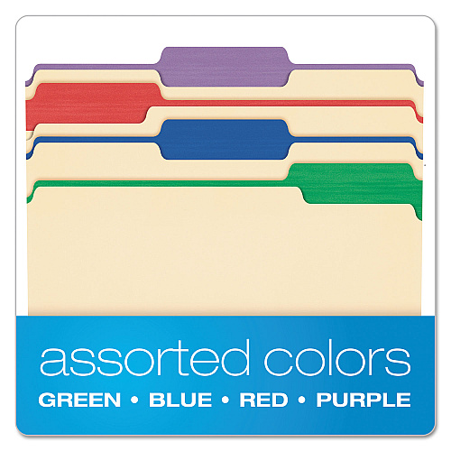 Pendaflex Color Tab File Folders, 1/3-Cut Tabs: Assorted, Letter Size, 0.75" Expansion, Manila, 50/Box (84101)