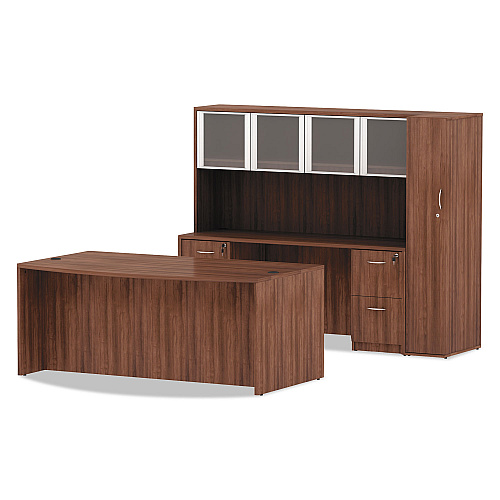 Alera Valencia Series Bow Front Desk Shell, 71" x 41.38" x 29.63", Modern Walnut (ALEVA227236WA)