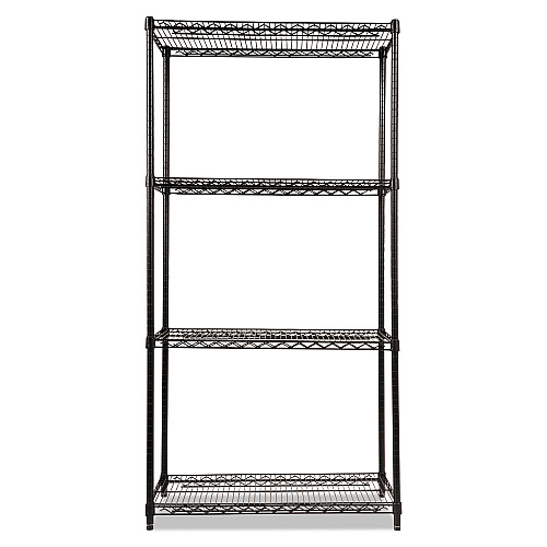 Alera NSF Certified Industrial Four-Shelf Wire Shelving Kit, 36w x 18d x 72h, Black (ALESW503618BL)