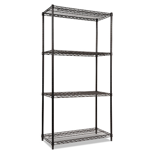 Alera NSF Certified Industrial Four-Shelf Wire Shelving Kit, 36w x 18d x 72h, Black (ALESW503618BL)