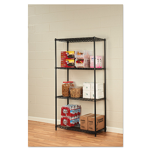 Alera NSF Certified Industrial Four-Shelf Wire Shelving Kit, 36w x 18d x 72h, Black (ALESW503618BL)